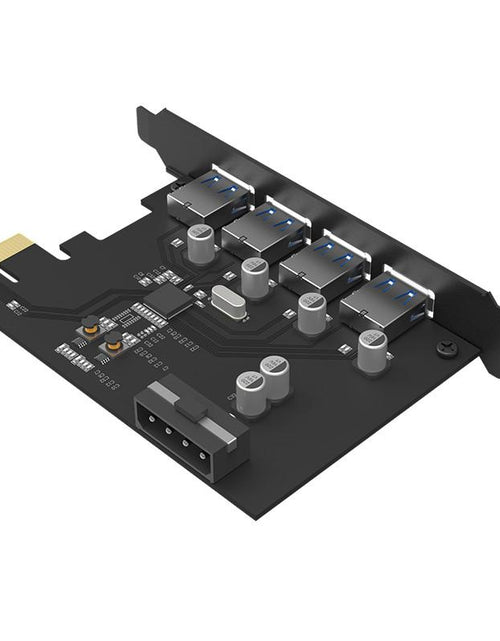 Load image into Gallery viewer, ORICO PCI-E PCI E Express Riser Card USB3.0 HUB 4 USB Ports Gigabit Ethernet Adapter with 15Pin Power Supply PCI-E Extender Card
