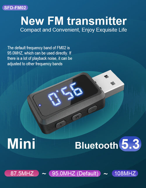 Load image into Gallery viewer, Car mounted Bluetooth 5.3 receiver FM transmitter audio adapter wireless Bluetooth receiver LED
