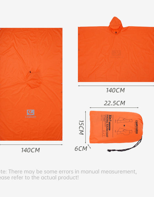 Load image into Gallery viewer, 3 - in - 1 Waterproof Rain Poncho for Outdoor Use: Motorcycle, Camping, Hiking &amp; Travel
