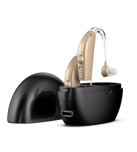 Portable Dual-Ear Hearing Aids with Amplifier and Rechargeable Function