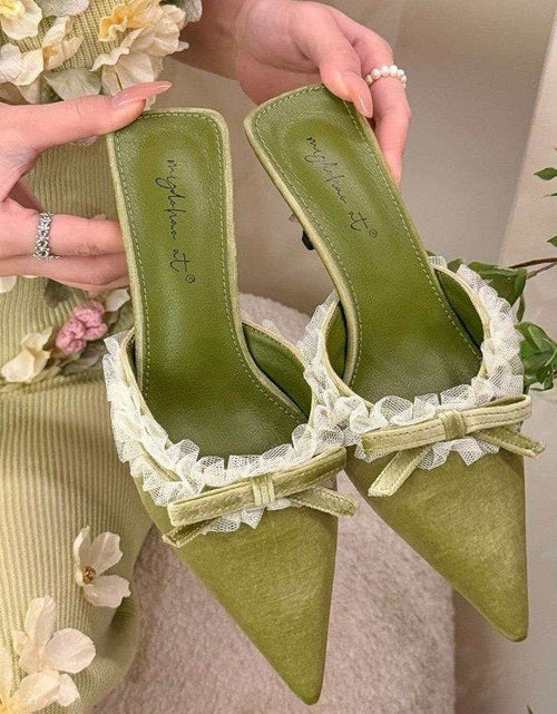 Load image into Gallery viewer, Women's French Bow Suede Pointed-Toe Stiletto Mules
