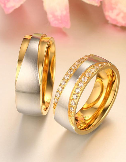 Load image into Gallery viewer, Vnox Wedding Rings for Women Men Promise Lover Valentine's Day Gift
