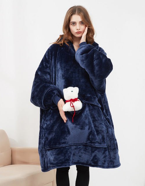 Load image into Gallery viewer, USB carbon fiber heated lazy blanket can be worn in winter, thick heating, washable lazy hoodie electric blanket
