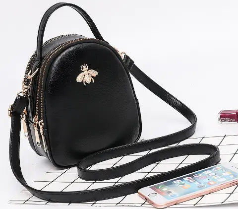 Load image into Gallery viewer, Mini Bee Shoulder Bag - Vintage PU Leather Crossbody
