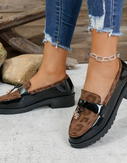 Load image into Gallery viewer, Women's Korean Style Leopard Print Buckle Loafers – Mid-Heel Non-Slip Casual Shoes
