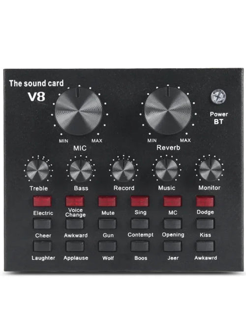 Load image into Gallery viewer, V8 Professional Sound Card Streaming Live Broadcast Podcast Recording Studio Equipment Voice Changer Audio Interface SoundCard
