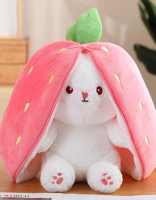 Load image into Gallery viewer, Kawaii Fruit Transfigured Bunny Plush Toy Cute Carrot Strawberry Turn Into Rabbit Plush Toy Kids Birthday Christmas Gift Muppet
