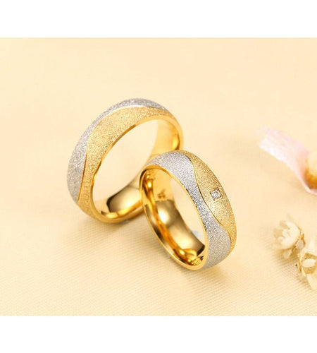 Vnox couple engagement ring for women men sand blasted