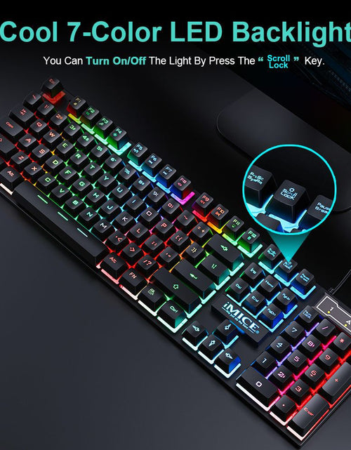 Load image into Gallery viewer, Wired gaming keyboard floating keycap rainbow backlit keyboard and mouse set AN-300
