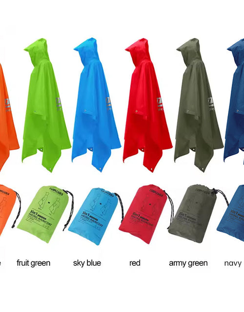 Load image into Gallery viewer, 3 - in - 1 Waterproof Rain Poncho for Outdoor Use: Motorcycle, Camping, Hiking &amp; Travel

