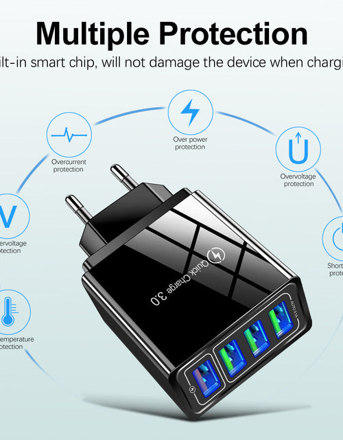 Load image into Gallery viewer, 4USB mobile phone charger, multi port USB charging head charger
