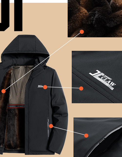 Load image into Gallery viewer, Men's mink fur autumn and winter middle-aged and elderly dad outfit with thick fleece, middle-aged casual business cotton jacket
