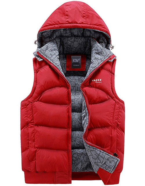 Load image into Gallery viewer, Fashion Sleeveless Jacket 2019 Men Thickening 100% Cotton Vest Hat Hooded Warm Vest Winter Waistcoat Men Casual Windbreaker
