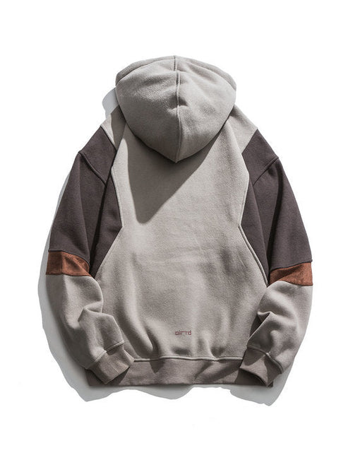 Load image into Gallery viewer, Japanese fashion brand color blocked hooded sweatshirt for men, retro city boy versatile casual top
