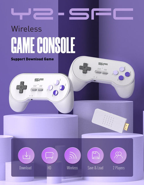 Load image into Gallery viewer, SFC Classic Retro Gaming Console Super SNES Wireless Doubles HD Gaming Console Y2 SF Mini Gaming Console
