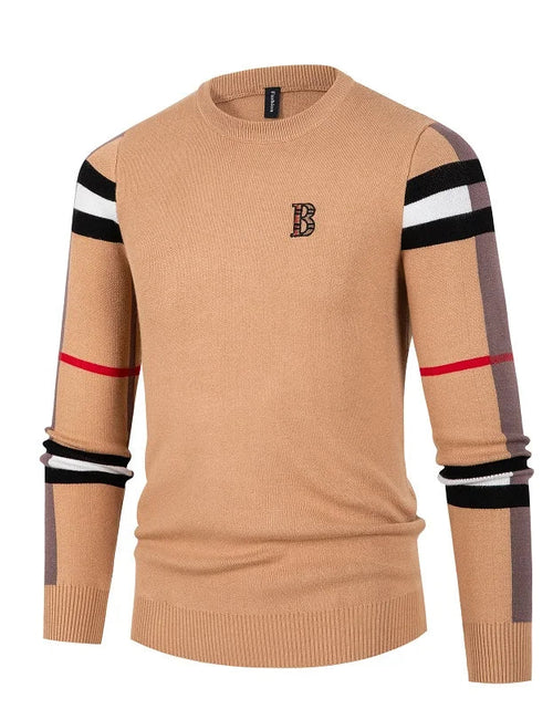 Load image into Gallery viewer, Men's Knitted Shirt Men's Thin Style Color blocked Interior Bottom Knitted Shirt Casual Middle Neck

