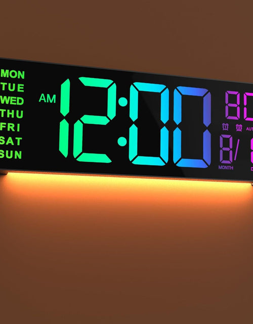 Load image into Gallery viewer, Large Digital Wall Clock with Remote Control Big LED/Dual Alarm/8 RGB Colors Digital Alarm Clock Electronic Watch
