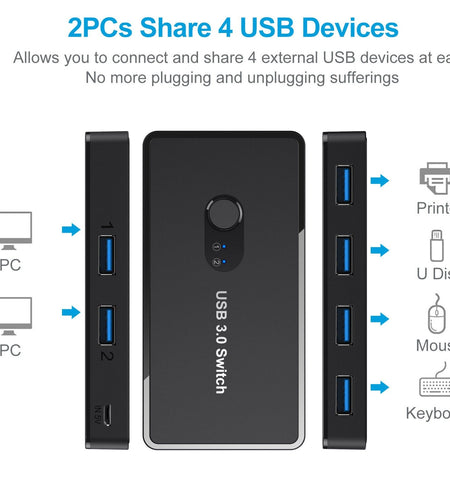 USB 3.0 Switch Adapter 4-port USB Peripheral Switch Box Hub