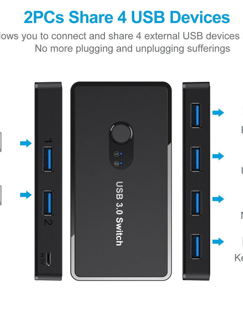 Load image into Gallery viewer, USB 3.0 Switch Adapter 4-port USB Peripheral Switch Box Hub
