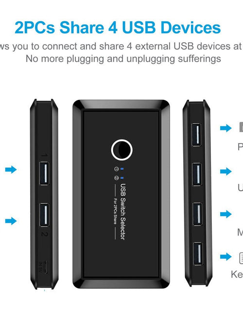 Load image into Gallery viewer, Printer sharer USB 2.0 two in four out splitter shared by two computers with a 4-port switch
