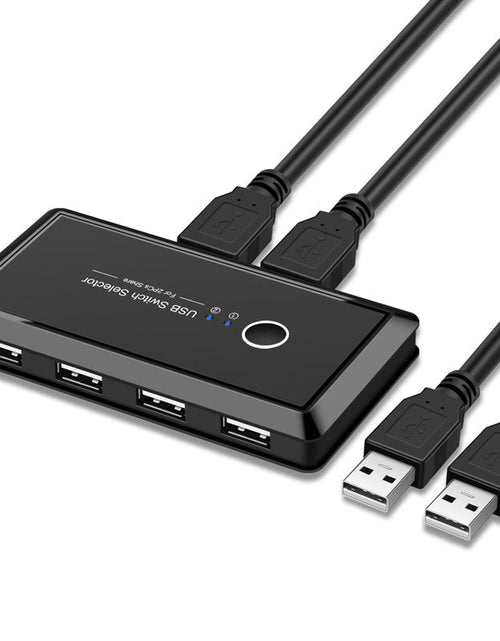 Load image into Gallery viewer, Printer sharer USB 2.0 two in four out splitter shared by two computers with a 4-port switch
