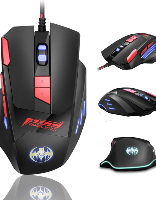 Load image into Gallery viewer, USB wired optical gaming mouse with 8 buttons illuminated breathing light firepower button
