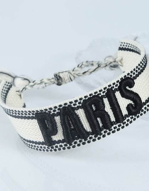 Load image into Gallery viewer, Embroidered Eiffel Tower ethnic style woven ribbon wrist strap Paris Sports Games wristband souvenir from France
