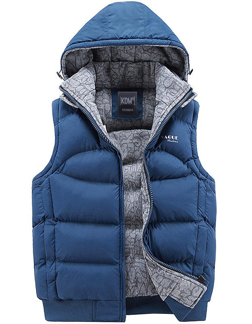 Load image into Gallery viewer, Fashion Sleeveless Jacket 2019 Men Thickening 100% Cotton Vest Hat Hooded Warm Vest Winter Waistcoat Men Casual Windbreaker
