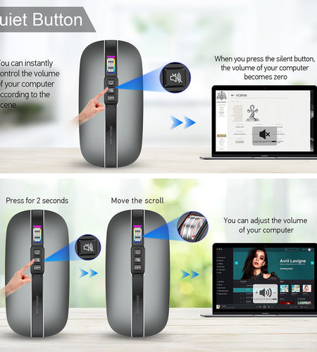 Wireless Mouse Bluetooth Dual Mode 2.4G/BT5.1 Silent Mouse 2400DPI PC Notebook Business Office