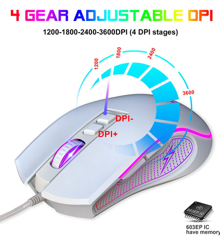 X100 wired gaming mouse with colorful glowing e-sports office mouse adjustable 3600dpi