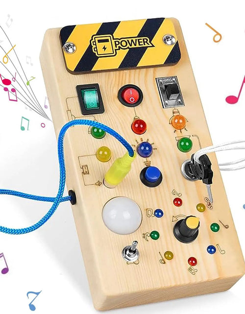 Load image into Gallery viewer, Montessori Busy Board Sensory Toys Wooden with LED Light Switch Control Board Travel Activities Kids Games for 2-4 Years Old
