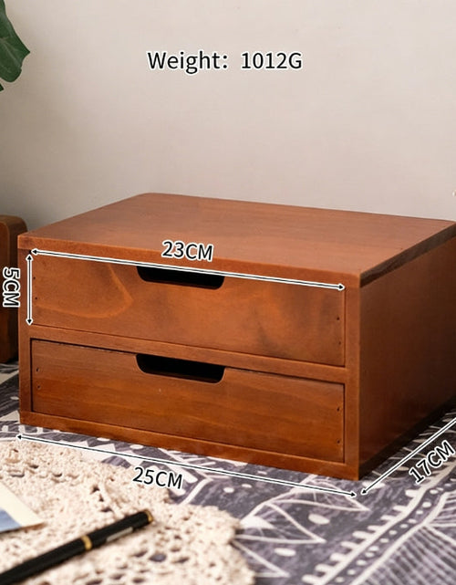 Load image into Gallery viewer, Three-layer Storage Cabinet, Small Wooden Cosmetic Organizer Box, Display Screen Riser

