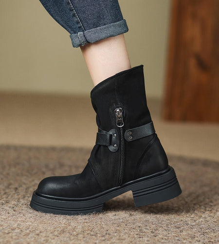 Women’s Brown Retro British-Style Ankle Boots | Autumn Winter Boots
