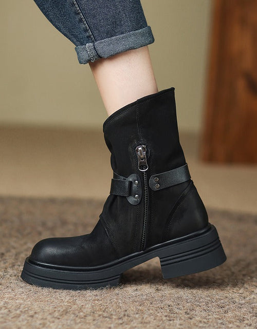 Load image into Gallery viewer, Women’s Brown Retro British-Style Ankle Boots | Autumn Winter Boots

