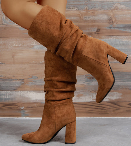 European & American Slip-On High Heel Fashion Boots – Women’s Elegant Booties