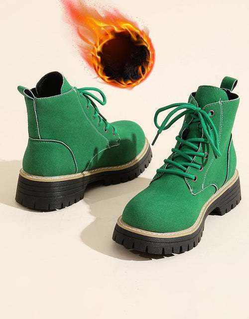 Load image into Gallery viewer, Women’s Lace-Up Suede Fleece-Lined Ankle Boots | Cozy Winter Boots

