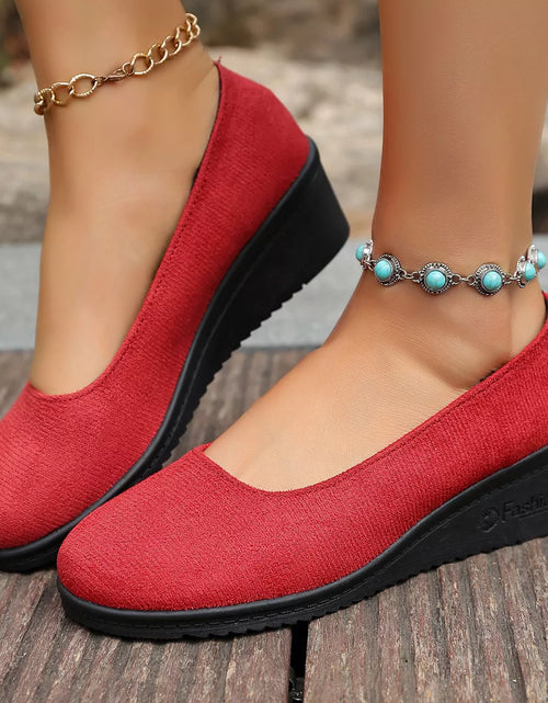Load image into Gallery viewer, Wedge Heel Slip-On Loafers
