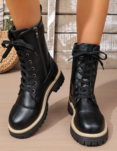 Load image into Gallery viewer, Women’s Solid Color Low Heel Mid Boots — Stylish Everyday Mid Boots
