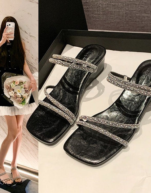 Load image into Gallery viewer, Women's Rhinestone Double-Strap Wedge Sandals – Open-Toe Glam Evening Heels
