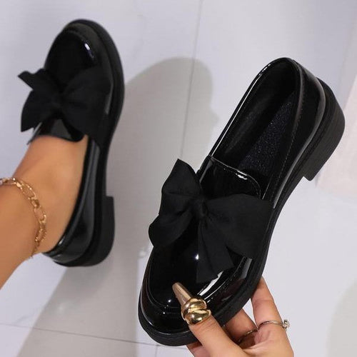 Load image into Gallery viewer, Women’s Plus Size Bow Knot Slip-On Loafers
