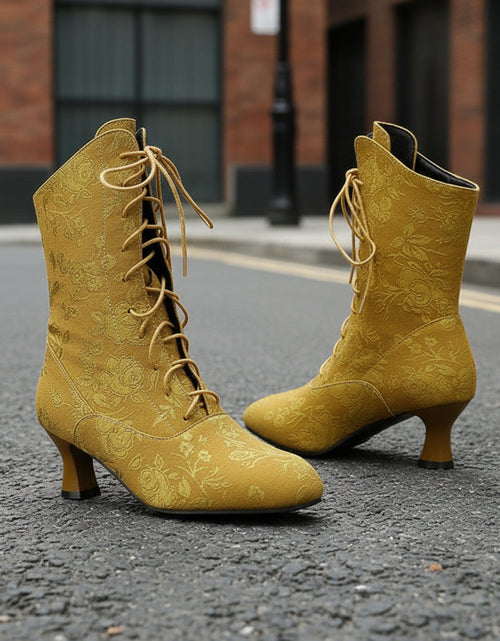 Load image into Gallery viewer, Women’s Pointed-Toe Kitten-Heel Boots | Autumn Winter Chic
