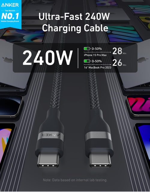 Load image into Gallery viewer, Anker USB-C to USB-C Cable (3 ft / 6 ft, 240W, Upcycled-Braided)
