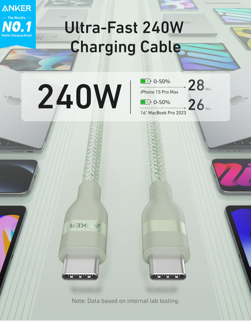 Load image into Gallery viewer, Anker USB-C to USB-C Cable (3 ft / 6 ft, 240W, Upcycled-Braided)
