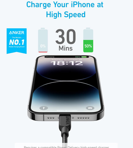 Anker <b>310</b> USB-C to Lightning Cable (6 ft, 2-Pack)