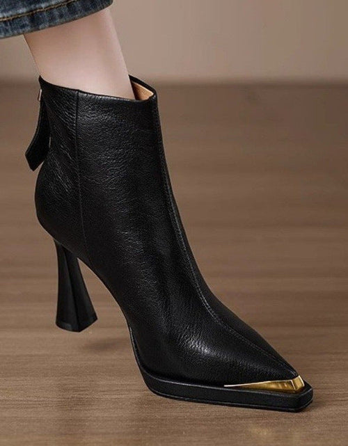 Load image into Gallery viewer, Women’s Pointed-Toe Chunky-Heel Side-Zip Boots
