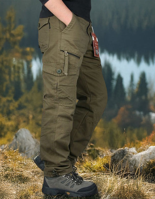 Load image into Gallery viewer, Men's Cotton Cargo Overalls for Camping &amp; Hiking - Straight-Leg, Multi-Pocket Baggy Trousers
