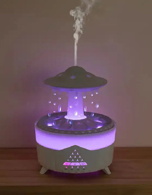 Load image into Gallery viewer, Rain Drop Air Humidifier Essential Oil Diffuser 350ml 7 Colors LED Lamp Ultrasonic Remote Control USB Rain Cloud Aroma Diffuser
