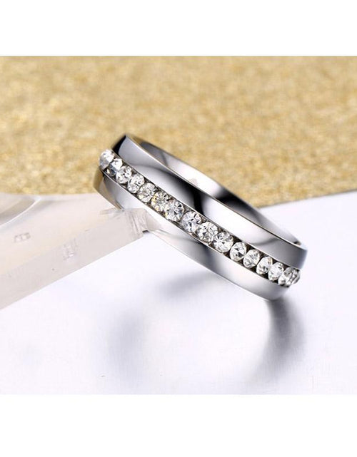 Load image into Gallery viewer, crystal wedding ring for women 6mm stainless steel engagement
