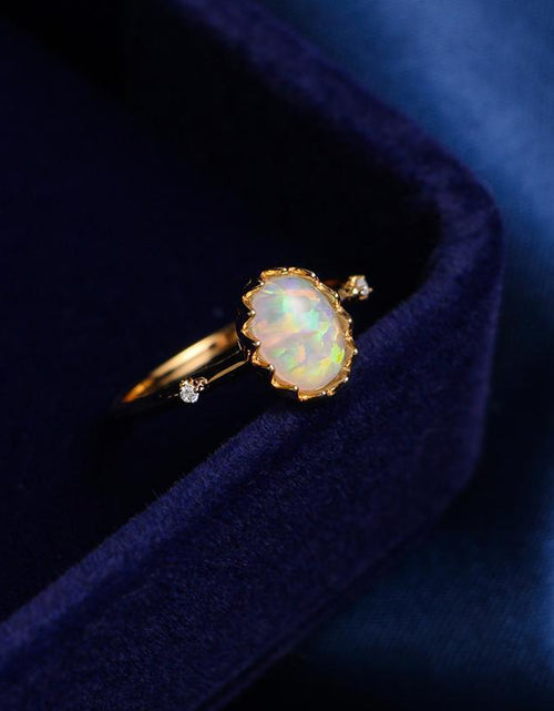 Load image into Gallery viewer, Retro imitation Opal gold-plated ring for women
