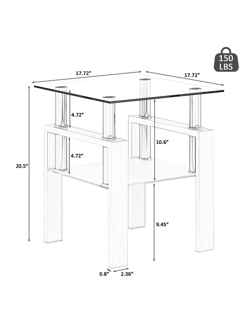 Load image into Gallery viewer, Set of 2, Modern Tempered Glass Tea Table Coffee Table End Table, Square Table for Living Room, Transparent/White
